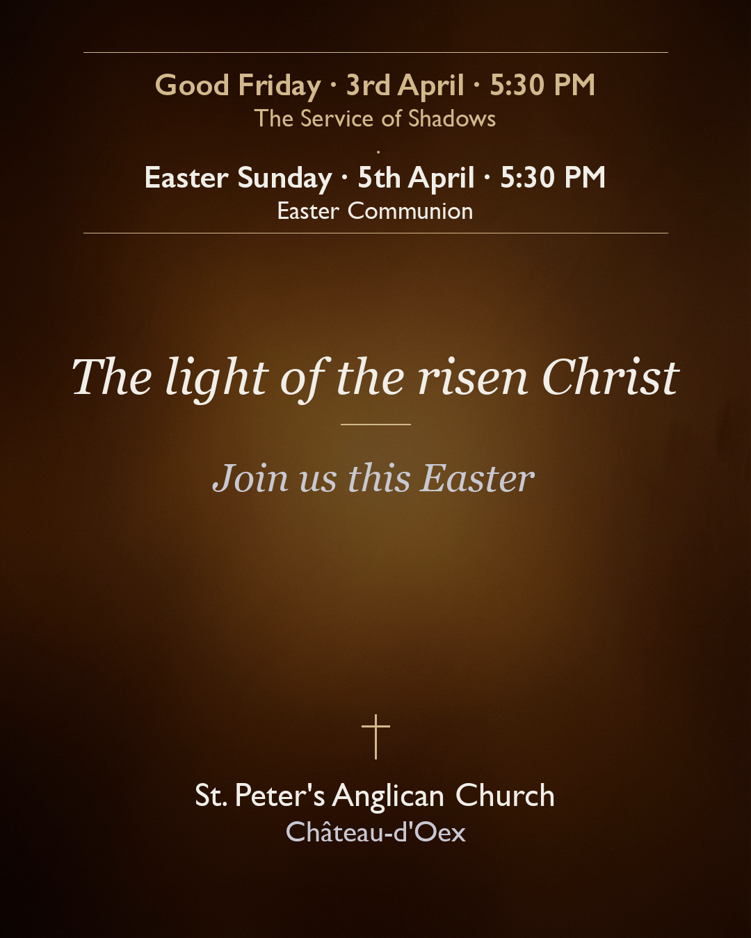 Easter in Château-d'Oex 2026 at St. Peter's Anglican Church