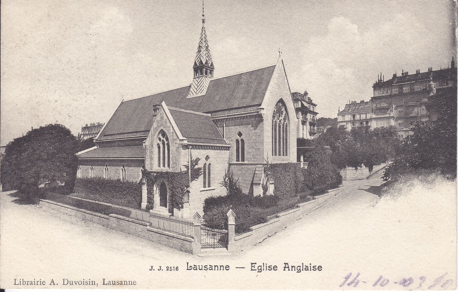 Christ Church, Lausanne, on a postcard of 1903